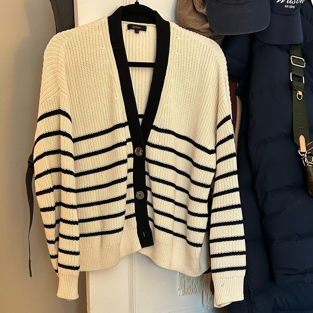 Quince 100% Organic Cotton Fisherman Boxy Cropped Cardigan